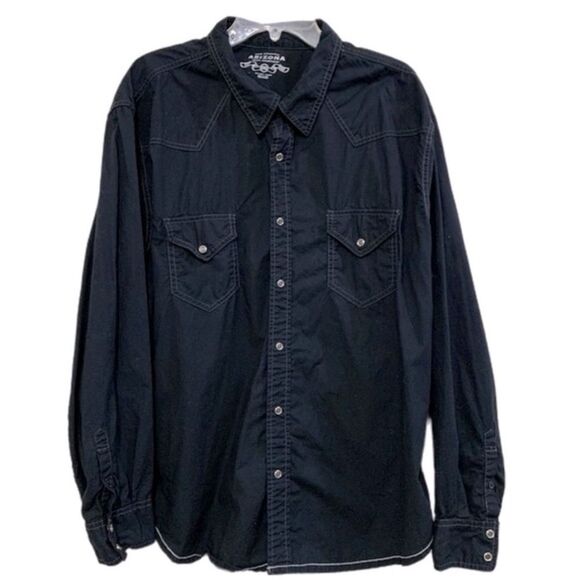 ARIZONA Shirt Men’s XXL Black Western Pearl Snap Pockets 100% Cotton Cowboy. - Picture 1 of 11